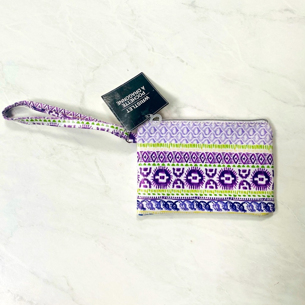🌺4 Items $25🌺 Wristlet w Strap - Tribal / Ethic Vibe - Blue Purple Green